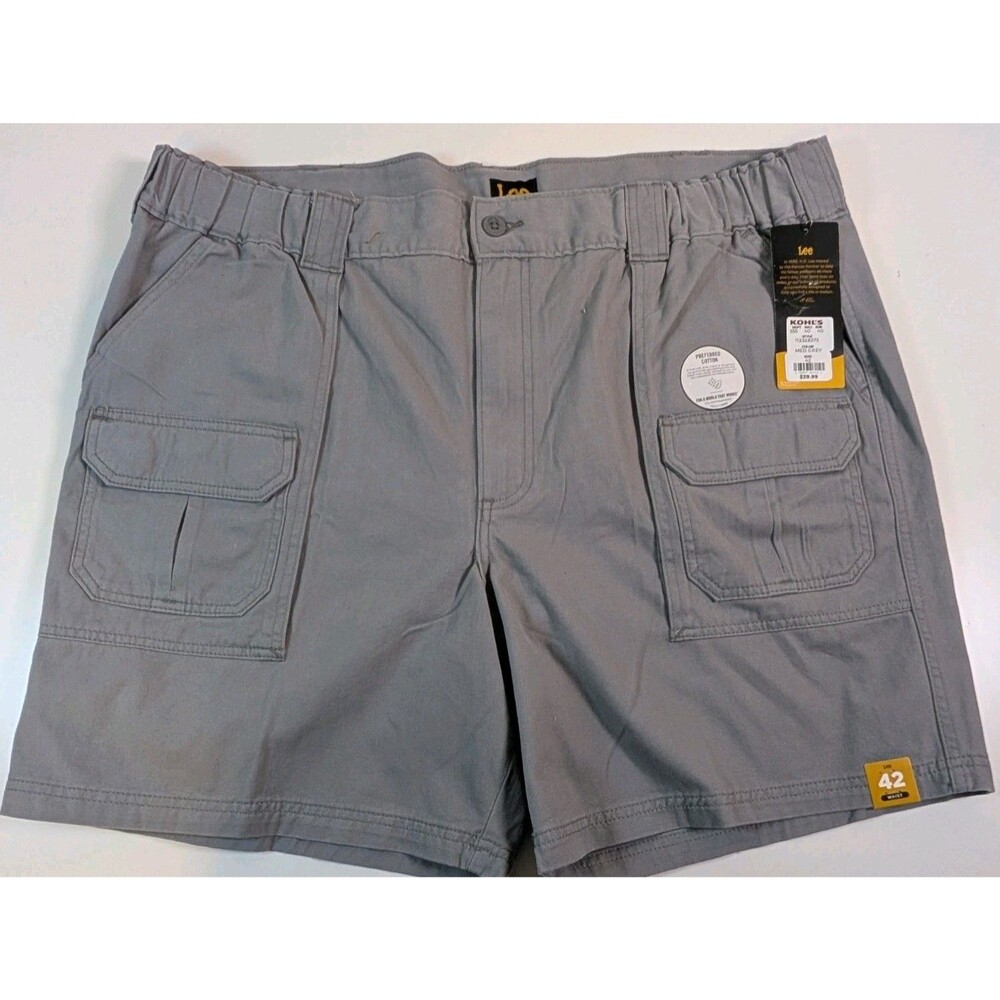 New with Tags Lee Men's Cargo Short 42 Gray Preferred Cotton